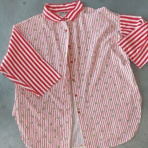 VTG 80s Teddy Bear shirt nightshirt oversized pinstriped USA Turn on